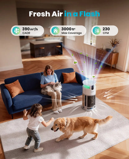 Oneisall H13 HEPA Washable Filter Air Cleaner with PM2.5 Display, 3000 Ft² Large Pet Air Purifier for Home, 360° Airflow, Auto Mode, Pet Odor & Hair Removal for Allergies Smoke Dust, Built-In Cat Toy, PP04 Summervibes Petlovers