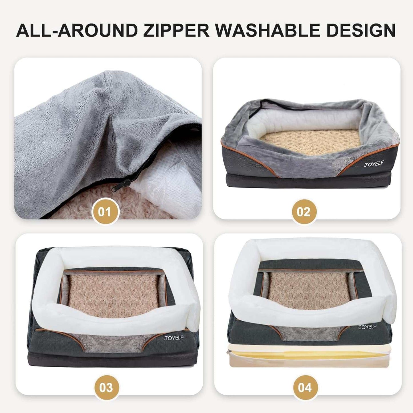 Large Memory Foam Dog Bed, Orthopedic Dog Bed & Sofa with Removable Washable Cover and Squeaker Toy as Gift