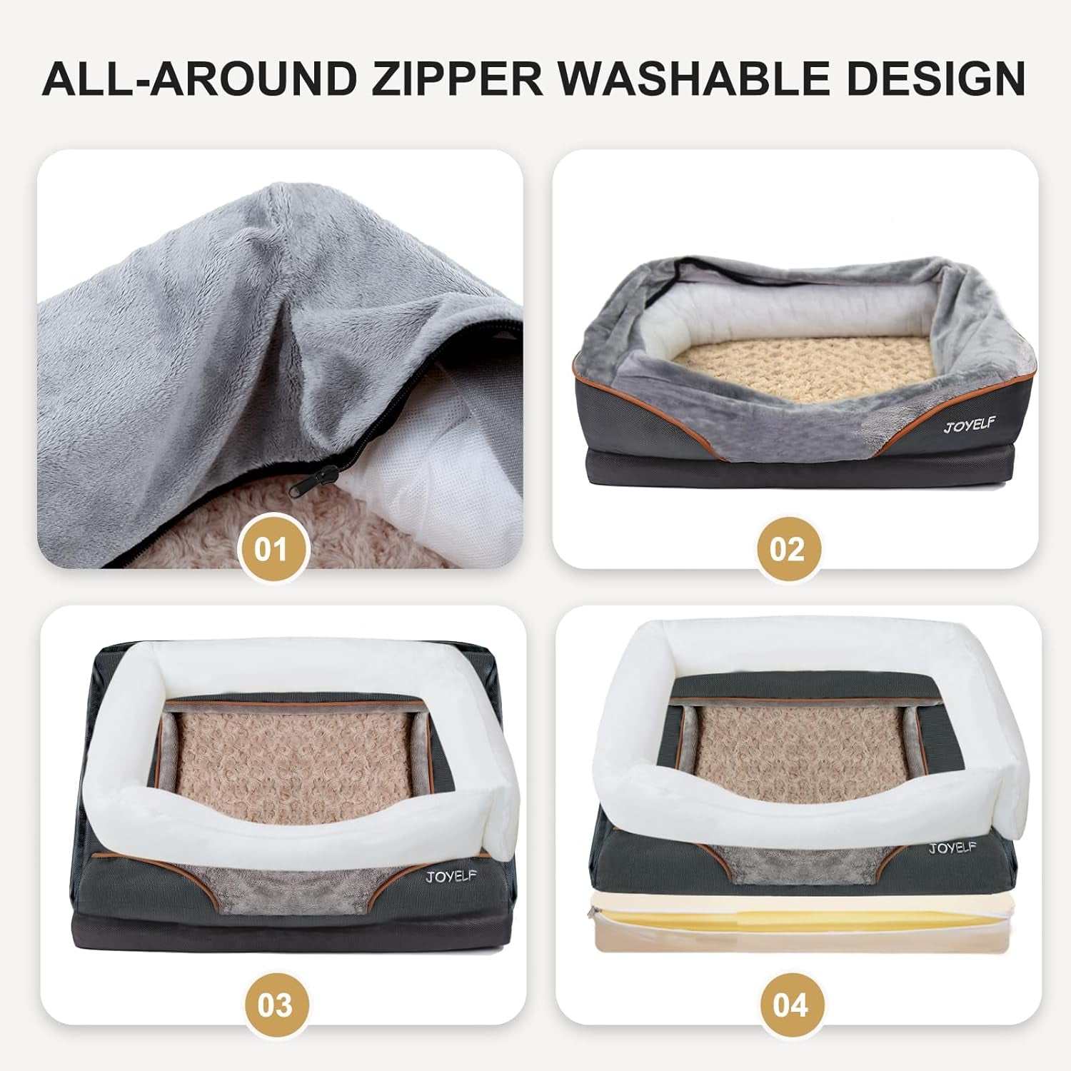 Large Memory Foam Dog Bed, Orthopedic Dog Bed & Sofa with Removable Washable Cover and Squeaker Toy as Gift
