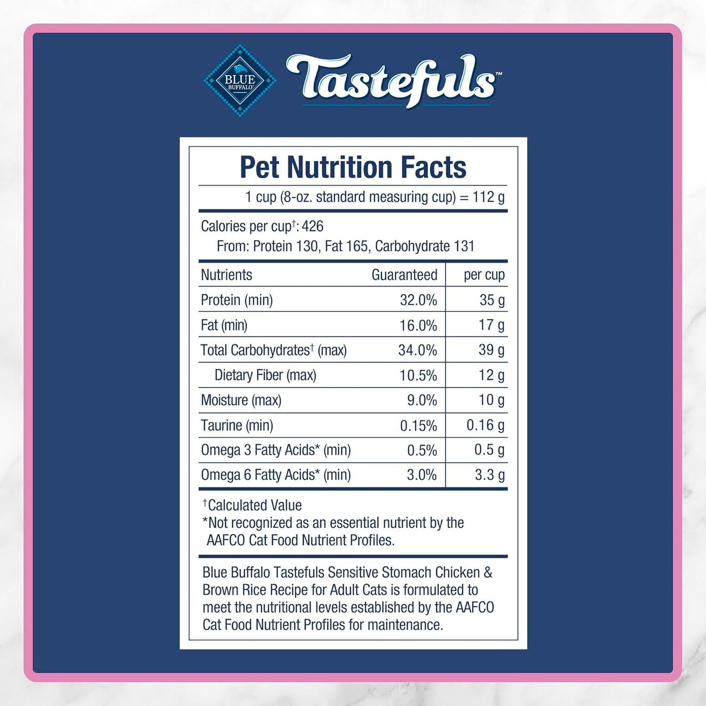 Tastefuls Natural Dry Food for Adult Cats, Sensitive Stomach, Chicken & Brown Rice Recipe, 15-Lb Bag