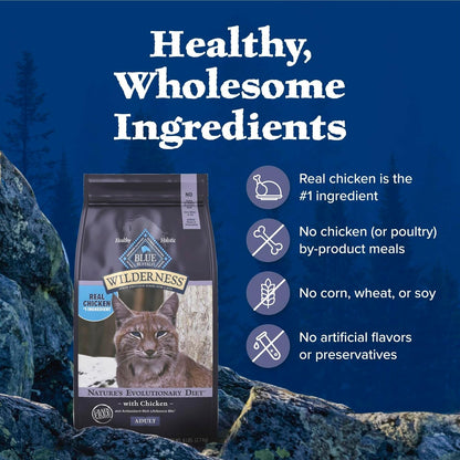 Wilderness Nature'S Evolutionary Diet High-Protein, Grain-Free Natural Dry Food for Adult Cats, Chicken, 6-Lb. Bag