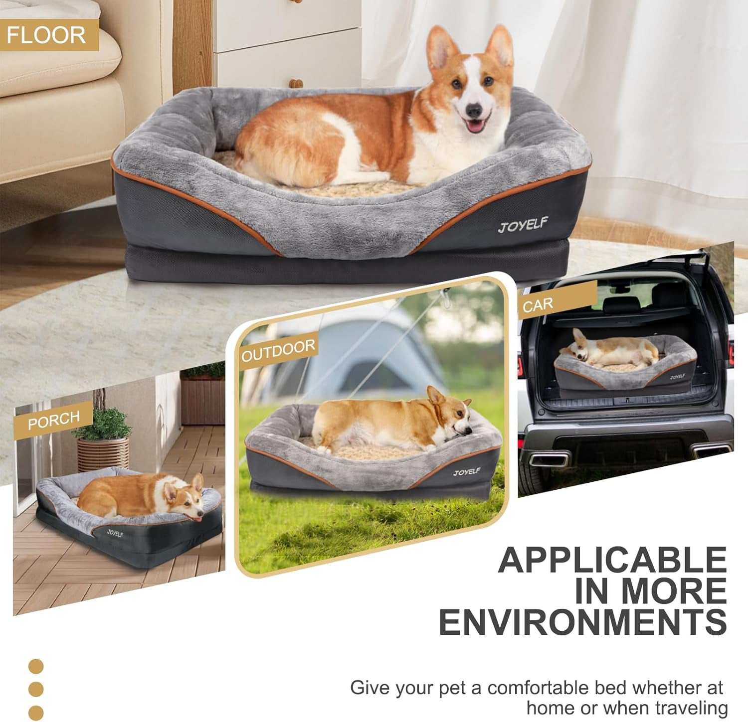 Large Memory Foam Dog Bed, Orthopedic Dog Bed & Sofa with Removable Washable Cover and Squeaker Toy as Gift